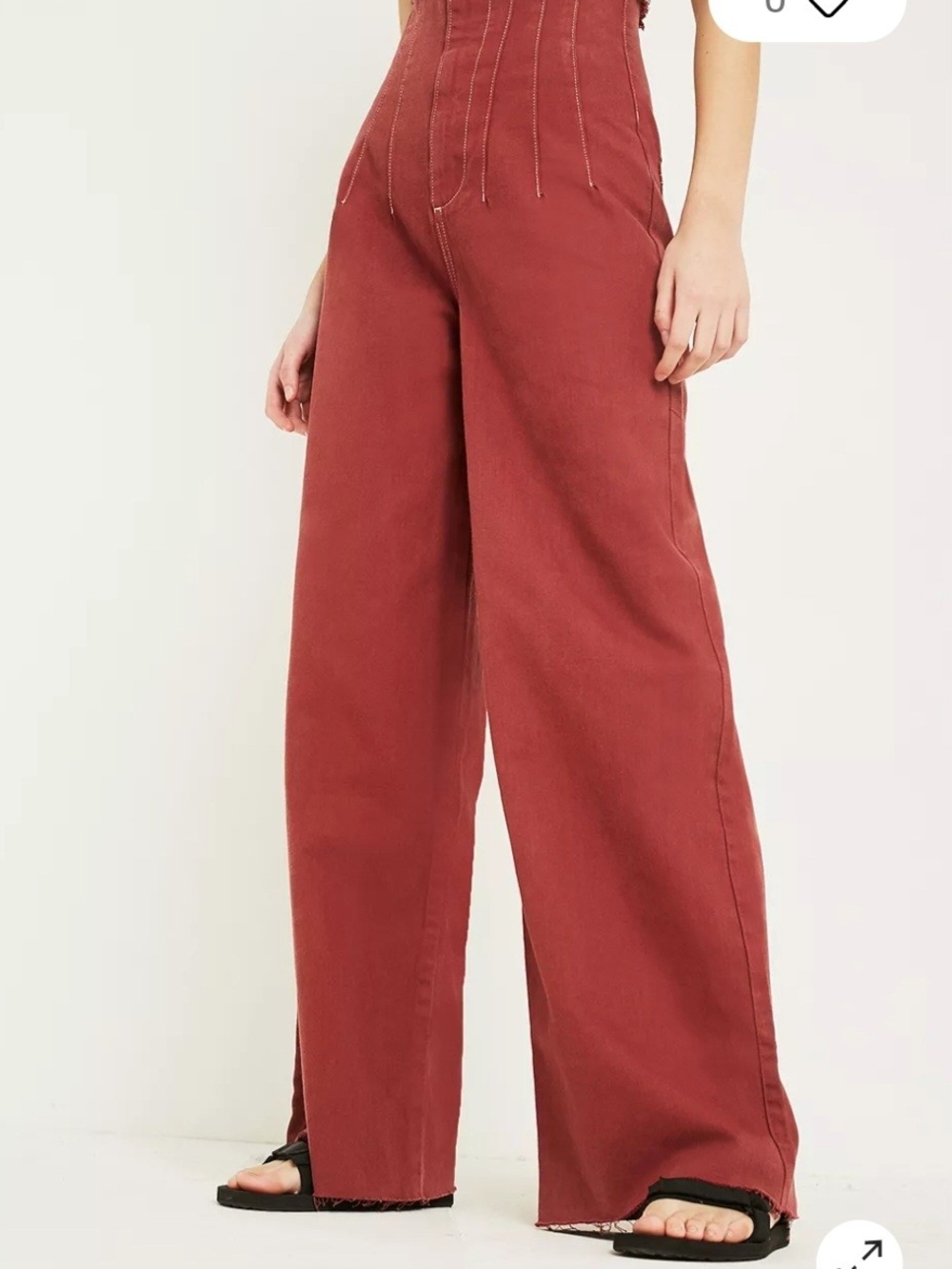 O Urban Outfitters Wide-Leg High-Waist Pants in Rust XS
